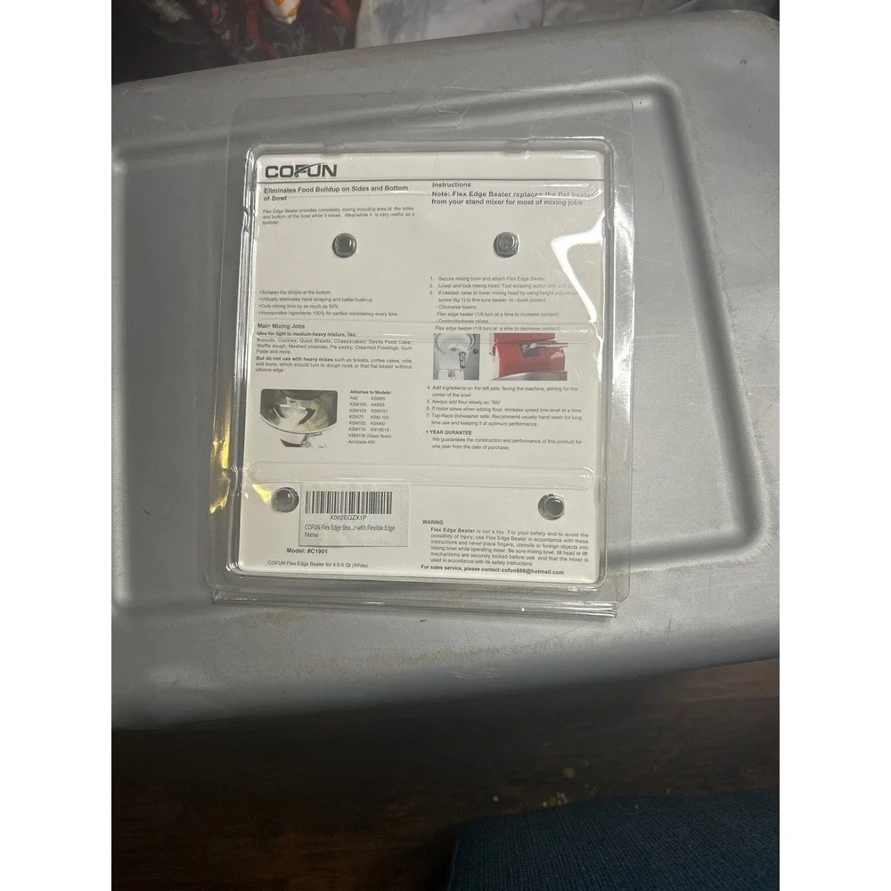 Cofun Flex Edge Beater for KitchenAid 4.5-5.0 Quart Tilt-Head Stand Mixer White